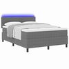 vidaXL LED Boxspringbett Hellgrau und Wei&szlig; 160 x 200 cm Cordstoff