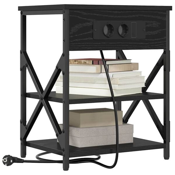 vidaXL Nachttisch Schwarz Eichen-Optik 41 x 31 x 51 cm Holzwerkstoff