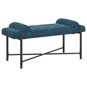 vidaXL Knopfgepolsterte Bank mit Kissen Blau 110 x 40 x 46 cm Samt