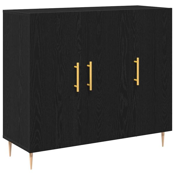 vidaXL Sideboard Schwarz Eichen-Optik 90 x 34 x 80 cm Holzwerkstoff