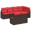 vidaXL Gartensofa-set mit Kissen 7 pcs Braun und Rot Poly-Rattan