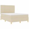 vidaXL Boxspringbett mit Matratze Creme 140 x 200 cm Stoff