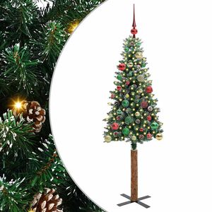vidaXL Schlanker Weihnachtsbaum mit 150 LEDs mit St&auml;nder Gr&uuml;n 150 cm