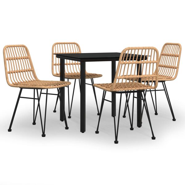 vidaXL 5-tlg. Garten-Essgruppe Poly Rattan