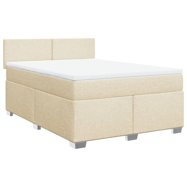 vidaXL Boxspringbett mit Matratze Creme 140x200 cm Stoff