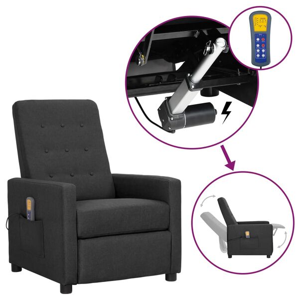 vidaXL Massagesessel mit Aufstehhilfe Dunkelgrau Stoff