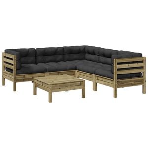vidaXL 6-tlg. Garten-Sofagarnitur mit Kissen Kiefernholz Impr&auml;gniert