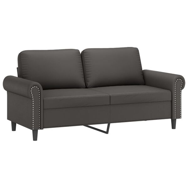 vidaXL 2-Sitzer-Sofa mit Kissen Grau 140 cm Kunstleder