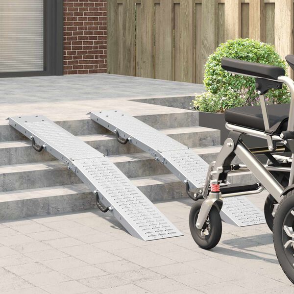 vidaXL Laderampe 2 pcs Silber 166 x 22,5 x 4,5 cm Verzinkter Stahl