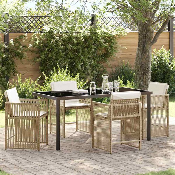 vidaXL Garten Essgruppe 5 pcs Beige Poly-Rattan