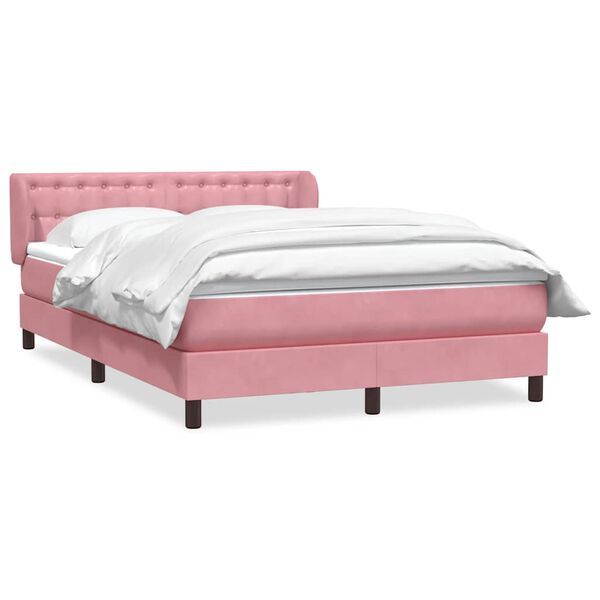 vidaXL Boxspringbett mit Matratze Rosa 160x220 cm Samt