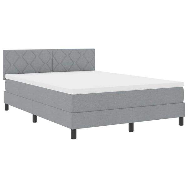 vidaXL Boxspringbett mit Matratze mit LED Hellgrau 160 x 200 cm Stoff