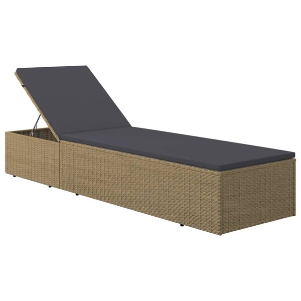 vidaXL Sonnenliege Poly Rattan Braun und Dunkelgrau