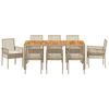 vidaXL Garten Essgruppe 9 pcs Beige Poly-Rattan