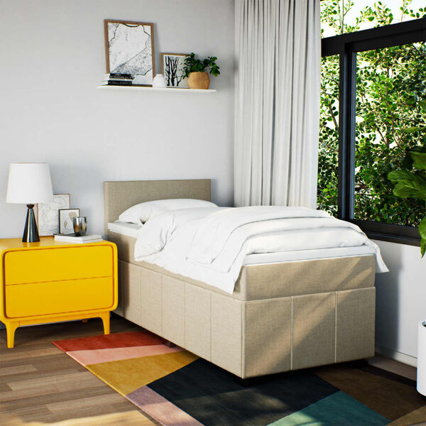 vidaXL Boxspringbett mit Matratze Creme 90x200 cm Stoff