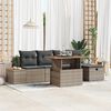 vidaXL Garten-Sofa-Set mit Kissen mit Speicher 6 pcs Grau Poly Rattan