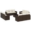 vidaXL 13-tlg. Garten-Sofagarnitur mit Kissen Braun Poly Rattan
