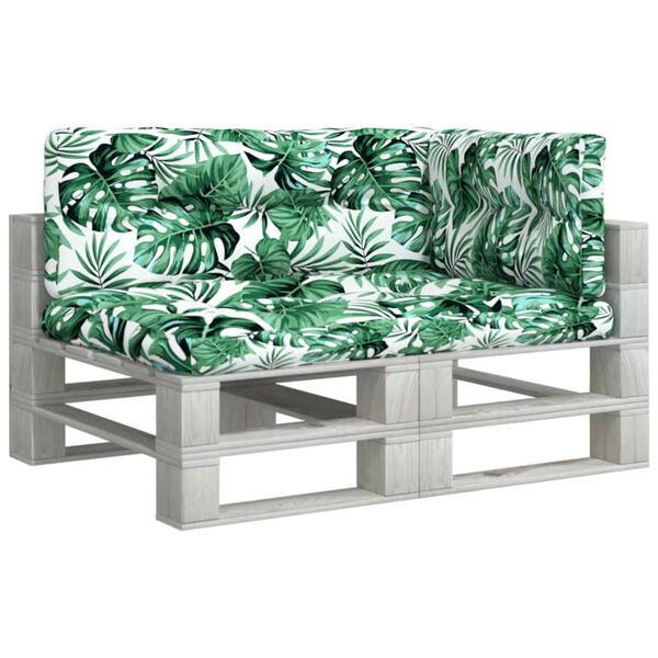 vidaXL Palettenkissen 3-tlg. Blattmuster Stoff