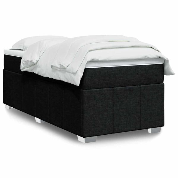vidaXL Boxspringbett mit Matratze Schwarz 100x200 cm Stoff