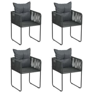 vidaXL Gartenst&uuml;hle 4 Stk. mit Kissen Poly Rattan Schwarz