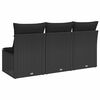 vidaXL Gartensofa mit Kissen 3-Sitzer Schwarz Poly Rattan