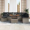 vidaXL Gartensofa-set mit Kissen mit Speicher 9 pcs Grau Poly-Rattan