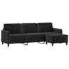 vidaXL 3-Sitzer-Sofa mit Hocker Schwarz 210 cm Samt