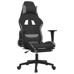 vidaXL Gaming-Stuhl mit Massage & Fu&szlig;st&uuml;tze Schwarz und Hellgrau Stoff