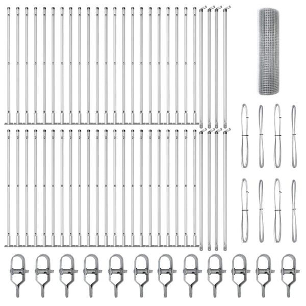 vidaXL Zaun mit Pfosten Silber 0,5 x 100 m Stahl
