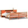 vidaXL Massivholzbett mit Regal ohne Matratze Wachsbraun 200x200 cm