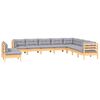 vidaXL 10-tlg. Garten-Lounge-Set mit Grauen Kissen Massivholz Kiefer