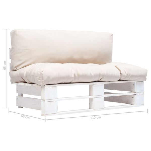 vidaXL Outdoor-Sofa Paletten mit Kissen in Sandfarben Kiefernholz
