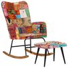 vidaXL Schaukelstuhl mit Fu&szlig;hocker Mehrfarbig Patchwork Canvas