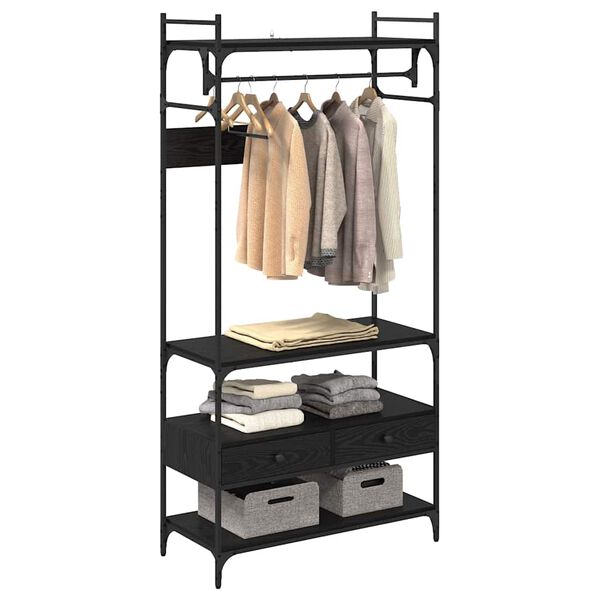 vidaXL Kleiderschrank Schwarz Eichen-Optik 89 x 39 x 184.5 cm