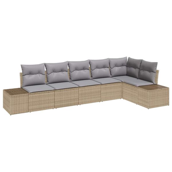 vidaXL Gartensofa-set mit Kissen 6 pcs Beige und Grau Poly-Rattan