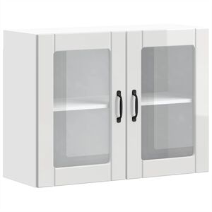 vidaXL K&uuml;chen-H&auml;ngeschrank mit Glast&uuml;r Lucca Hochglanz-Wei&szlig; Holzwerkstoff