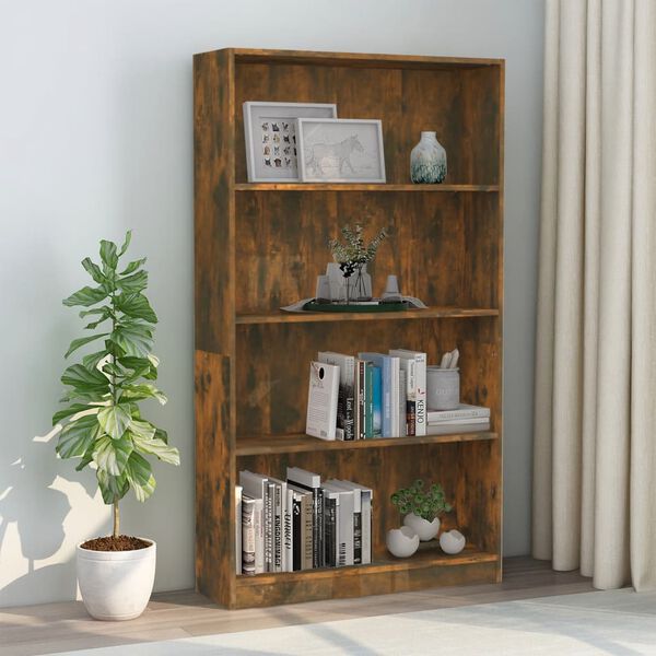 vidaXL B&uuml;cherregal 4 F&auml;cher R&auml;uchereiche 80x24x142 cm Holzwerkstoff
