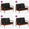 vidaXL 2-Sitzer-Sofa Schwarz Echtleder und Massivholz Akazie