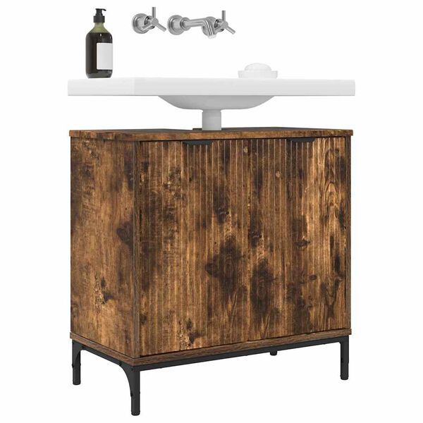 vidaXL Waschbeckenschrank Ger&auml;ucherte Eiche 60,5 x 33,5 x 61 cm