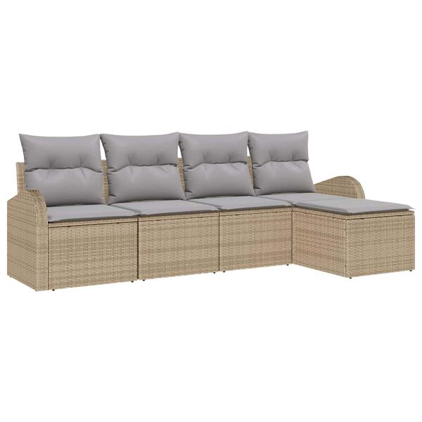 vidaXL Gartensofa-set 5 pcs Beige Poly-Rattan
