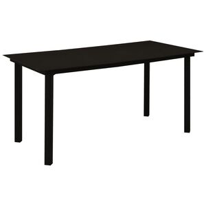 vidaXL Garten-Esstisch Schwarz 150x80x74 cm Stahl und Glas