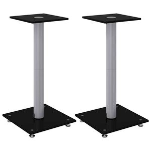 vidaXL Lautsprecher-St&auml;nder 2 Stk. Schwarz & Silbern Hartglas 1 S&auml;ule
