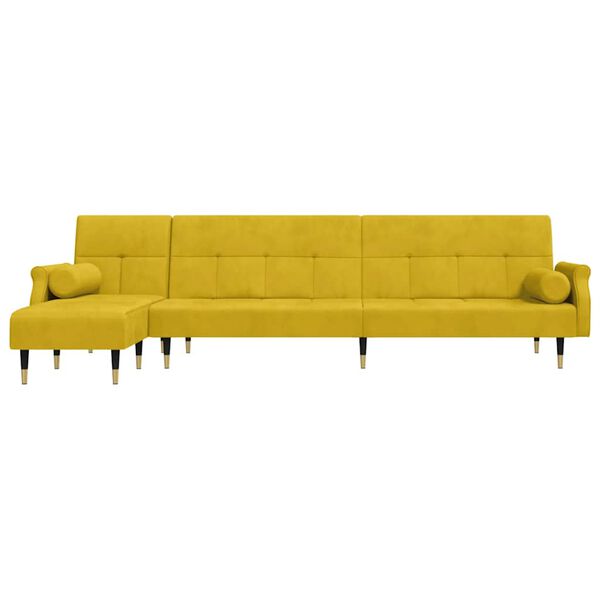 vidaXL Schlafsofa in L-Form Gelb 271x140x70 cm Samt
