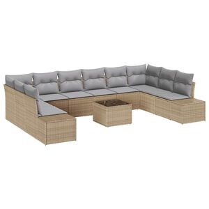 vidaXL Gartensofa-set 10 Stk. 9-Sitzanzahl Beige und Hellgrau