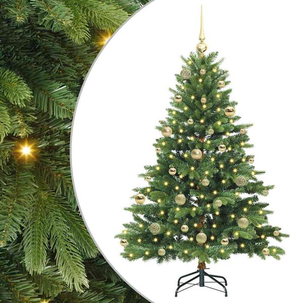 vidaXL K&uuml;nstlicher Weihnachtsbaum mit 150 LEDs Gr&uuml;n 150 cm PE und PVC