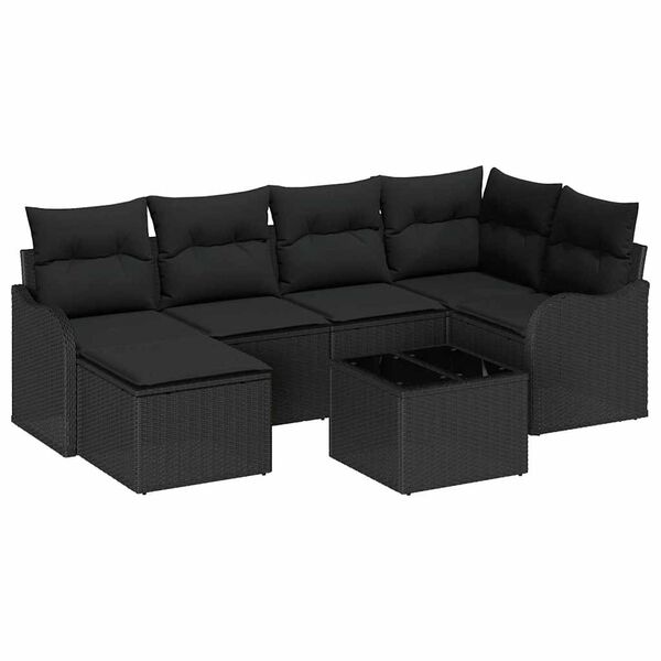 vidaXL Gartensofa-set Schwarz Poly-Rattan