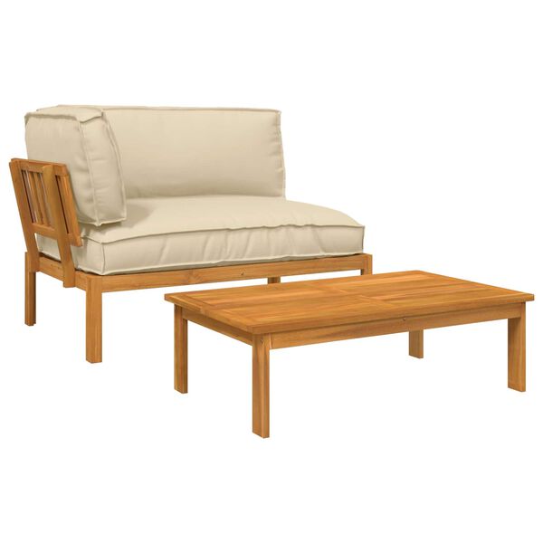 vidaXL Sofa Set mit Kissen Uni 2 pcs Beige Massivholz Akazie