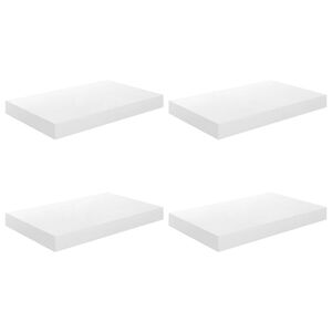 vidaXL Schweberegale 4 Stk. Hochglanz-Wei&szlig; 40x23,5x3,8 cm MDF