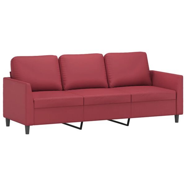 vidaXL 3-Sitzer-Sofa mit Hocker Weinrot 180 cm Kunstleder