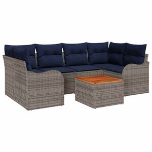vidaXL Gartensofa-set 7 stk. Grau Poly-Rattan